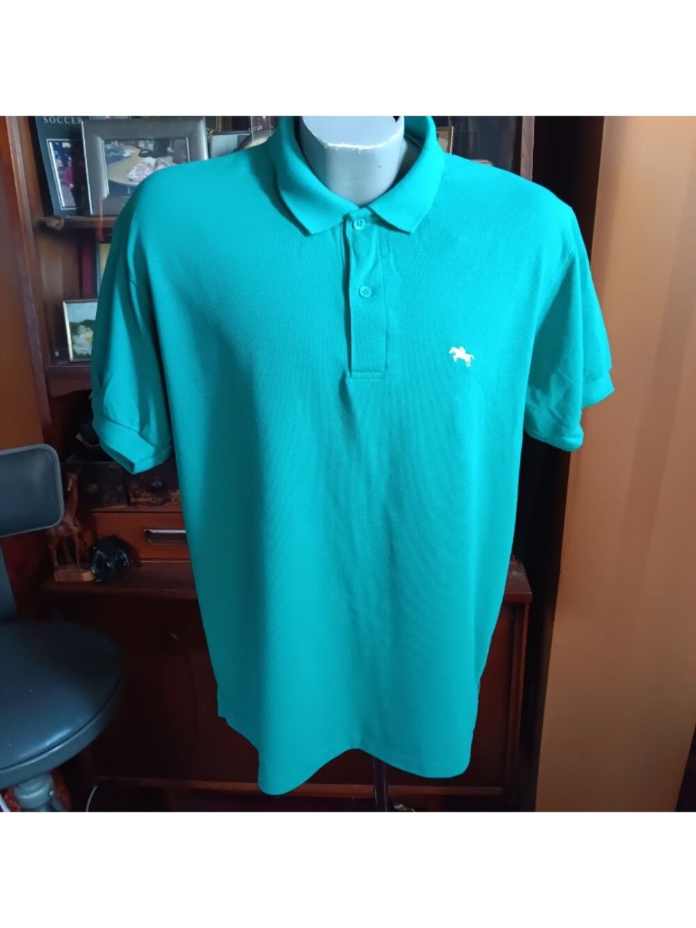 NEW NWT Vintage 90's Men's Polo Shirt Steeplechase Teal Embroidered Horse Logo